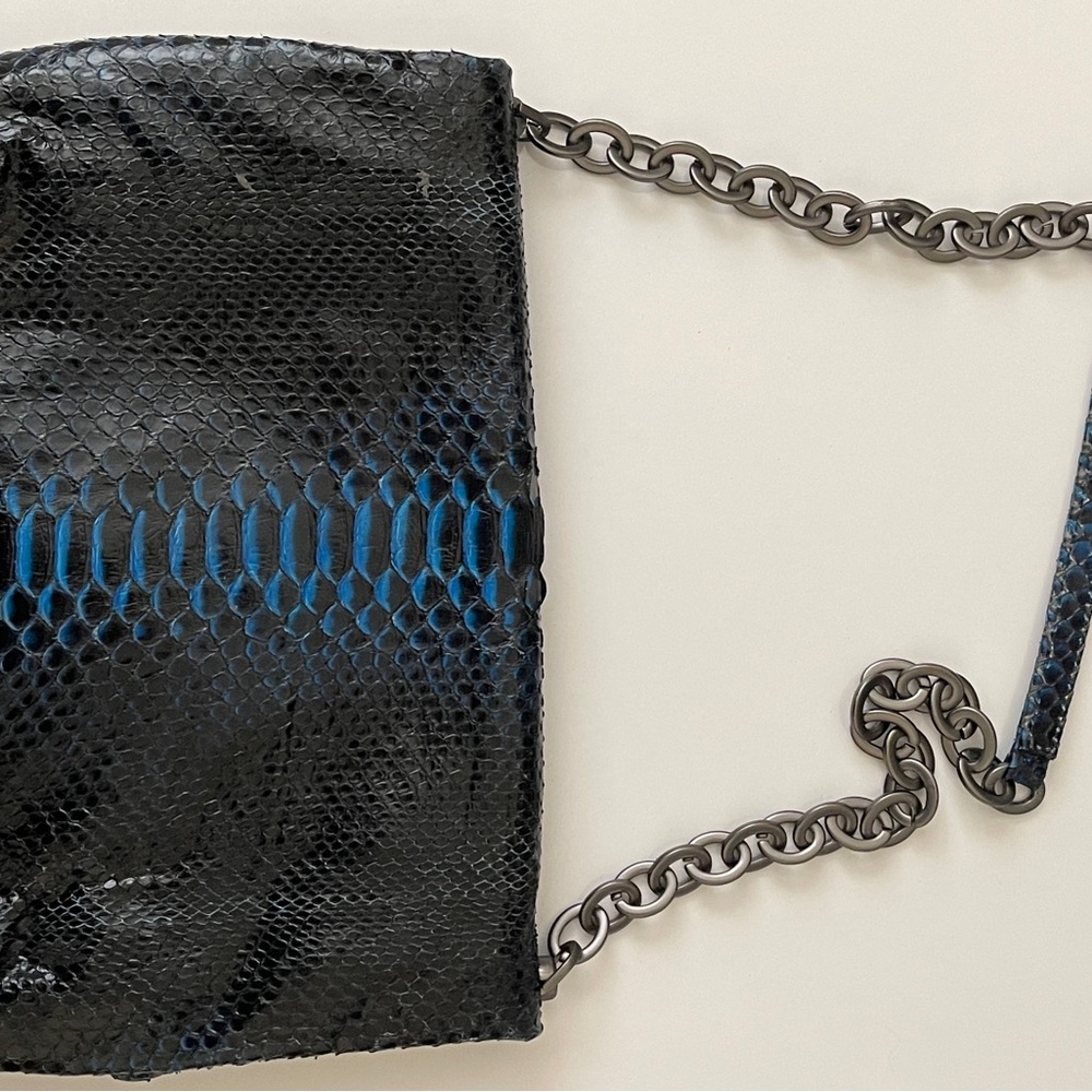 Anmale Black And Blue Python Snakeskin Leather - image 6